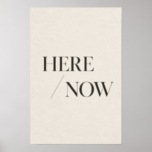 Arte mural de tipografía minimalista Aquí Ahora