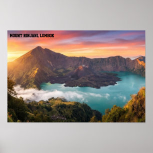 Arte mural del cráter del volcán Monte Rinjani al 