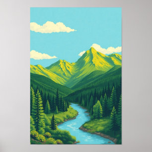 Arte mural del paisaje montañoso de Colorado