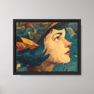 Arte mural elegante y surrealista de mujer en pais