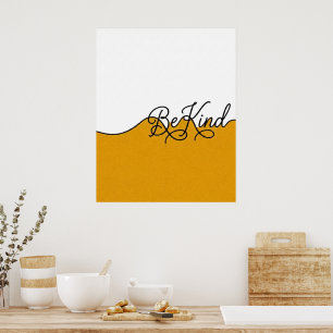 Arte mural en cursiva Amarillo Mostaza y Blanco Sé