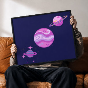 Arte mural en lienzo Planetas caprichosos Sueños c