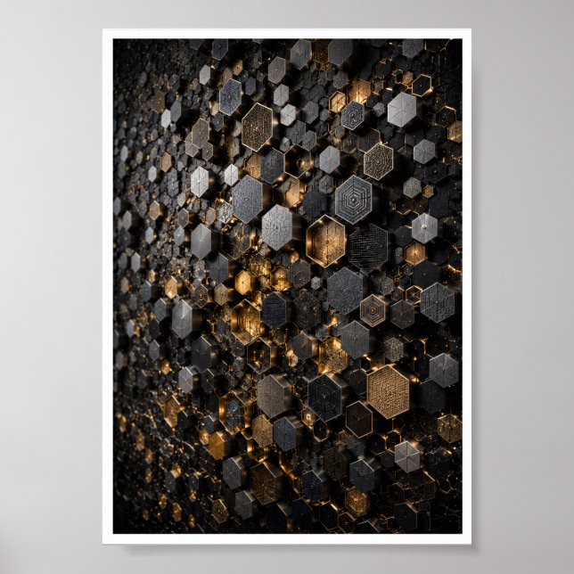 Arte mural en mosaico micro hexagonal Hive (Frente)
