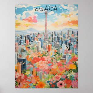 Arte mural estético de viaje a Osaka Japón