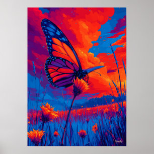 Arte mural expresionista de la mariposa monarca co