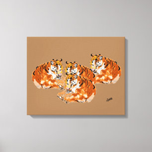 Arte mural: Familia de tigres
