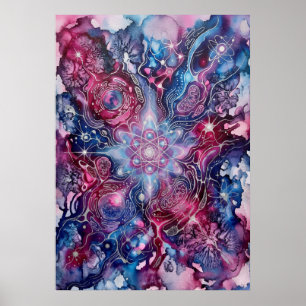 Arte mural Flor de Espíritu Magenta Starseed