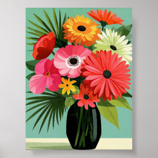 Arte mural floral Bouquet de margaritas de mediado