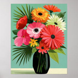 Arte mural floral Bouquet de margaritas de mediado