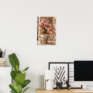 Arte mural floral de cerezo vintage elegante – B