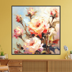 Arte mural floral de ramillete de rosas pintado