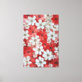 Arte mural impasto de flores blancas y rojas