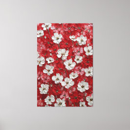 Arte mural impasto de flores blancas y rojas