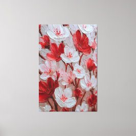 Arte mural impasto de flores de cerezo rojas y bla