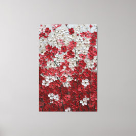 Arte mural impasto de flores rojas y blancas