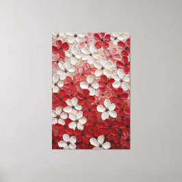 Arte mural impasto de flores rojas y blancas