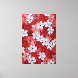Arte mural impasto de flores rojas y rosadas