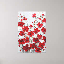 Arte mural impasto de pétalos rojos y blancos