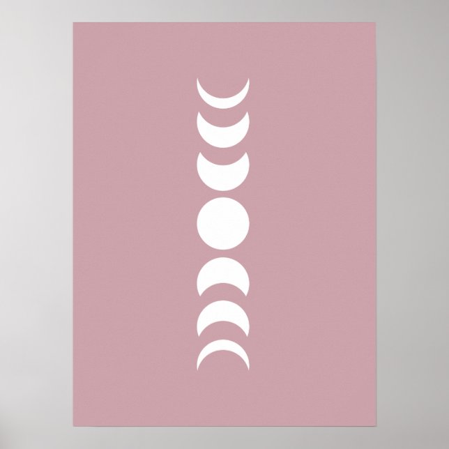 Arte mural impreso de fase lunar minimalista rosa  (Frente)