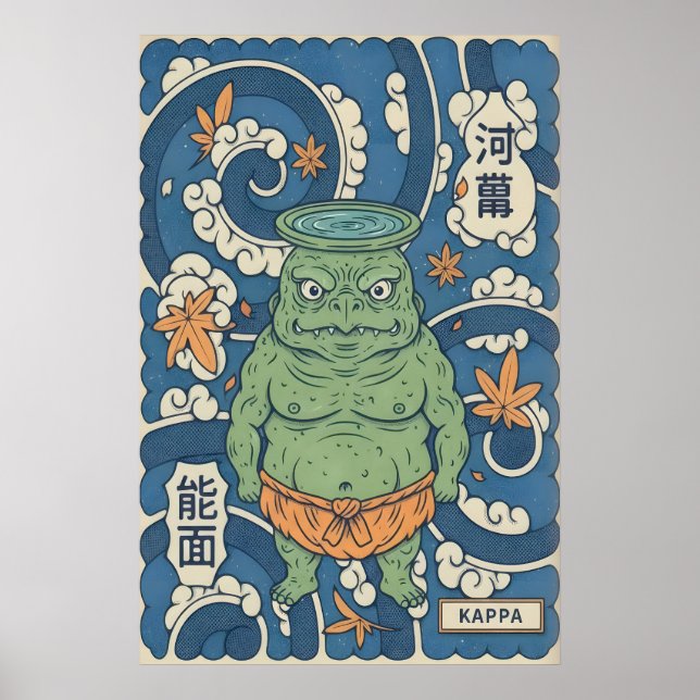 Arte mural japonés Kappa en negrita con (Frente)