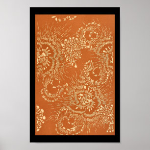 Arte mural japonés vintage rojo