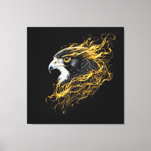 Arte mural majestuoso "Halcon con aura dorada"