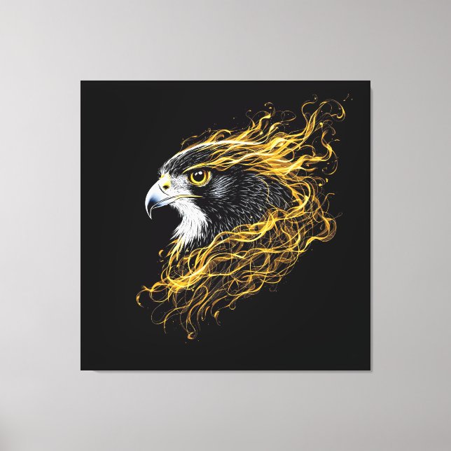 Arte mural majestuoso "Halcon con aura dorada" (Anverso)