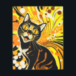 Arte mural metalizado<br><div class="desc">Retro colorido retro abstracto retrato de un gato para un amante del gato</div>