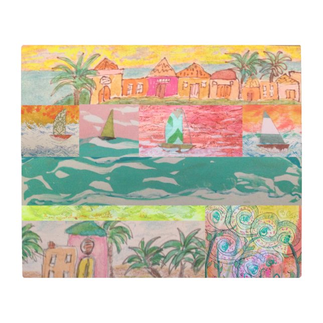 Arte mural Metalizado abstracto de velero (Anverso)