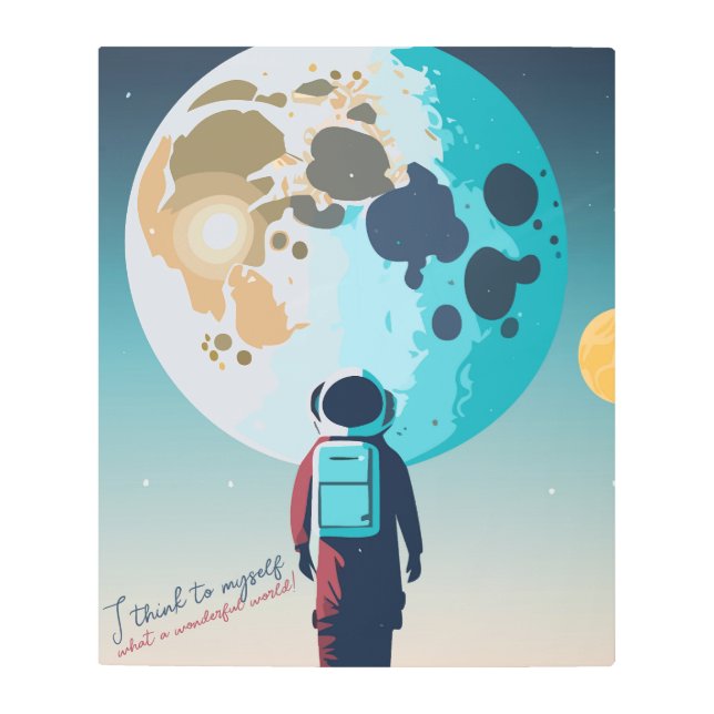 Arte mural Metalizado astronauta solitario (Anverso)