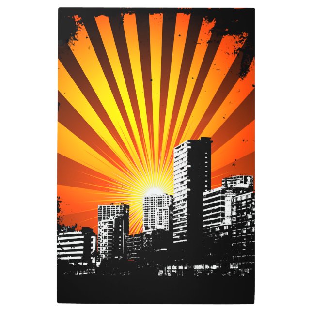 Arte mural Metalizado City Sunset de 24" x 36" (Anverso)
