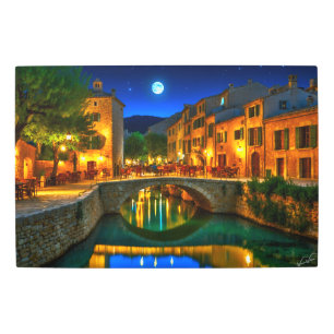 Arte mural Metalizado de aldea iluminada