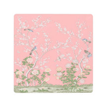 Arte mural Metalizado de Chinoiserie rosa