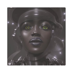 Arte mural Metalizado de ciborg galáctico