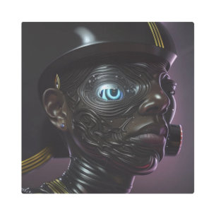 Arte mural Metalizado de ciborg galáctico