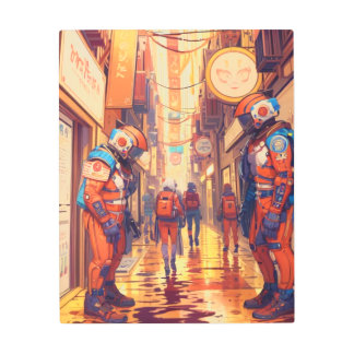 Arte mural Metalizado de ciencia ficción paisajes 