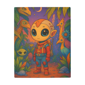 Arte mural Metalizado de ciencia ficción paisajes 