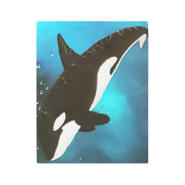 Arte mural metalizado de la orca asesina