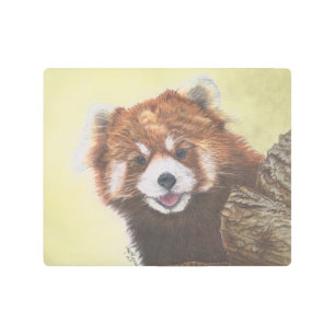 Arte mural metalizado de panda rojo