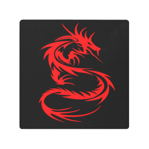 Arte mural Metalizado del Dragon Rojo