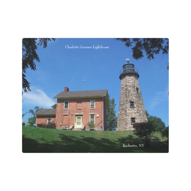 Arte mural metalizado del faro Charlotte Genesee (Anverso)