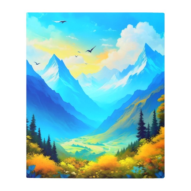 Arte mural Metalizado del paisaje montañoso de pri (Anverso)