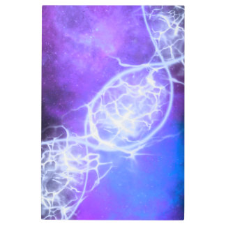 Arte mural Metalizado en cadena de ADN cósmico azu