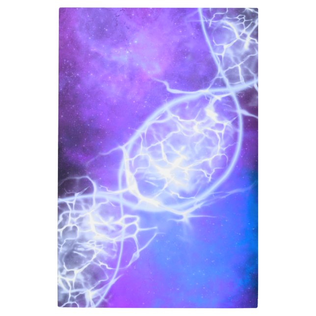 Arte mural Metalizado en cadena de ADN cósmico azu (Anverso)