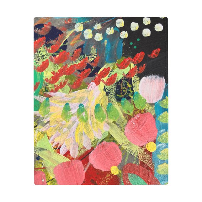 Arte mural metalizado — Flores en la noche (Anverso)