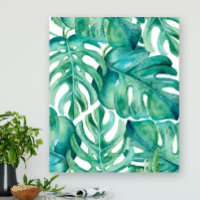 Arte mural metalizado hojas tropicales decoración