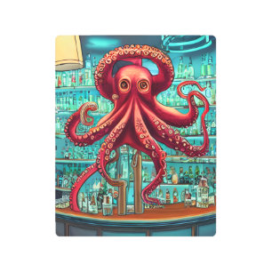Arte mural Metalizado Octopus Bartender