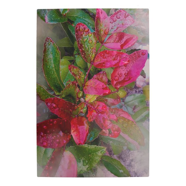 Arte mural metalizado Rama roja otoñal Evergreen (Anverso)