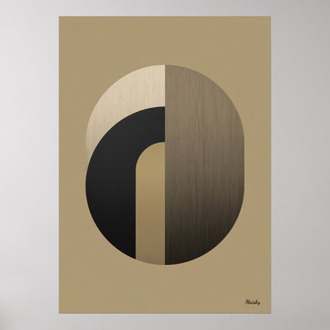 Arte mural minimalista Art Déco en arco | Oro de l (Frente)