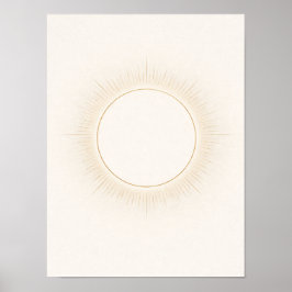 Arte mural minimalista celestial del sol – beige n